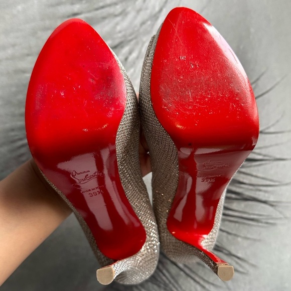🌺CHRISTIAN LOUBOUTIN 🌺 Fetish Peep 150mm Platform Pumps in Colombe Size: 39.5 - Picture 15 of 15